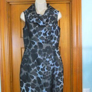 Eccoci Black/Grey Animal Print Sleeveless Cowl Cocktail Sheath Dress Lined